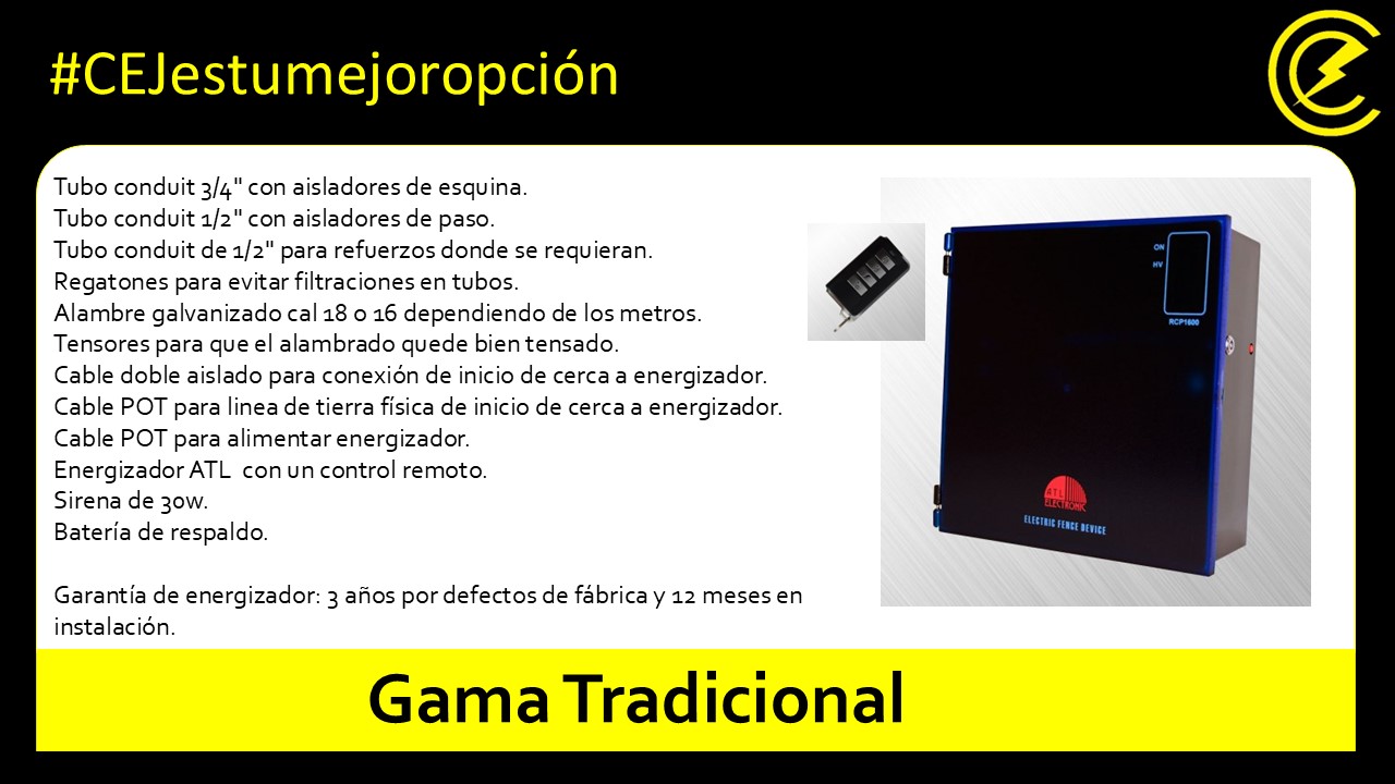 Gama tradicionale Cercas Electricas Jimenez Cercas Electrificadas